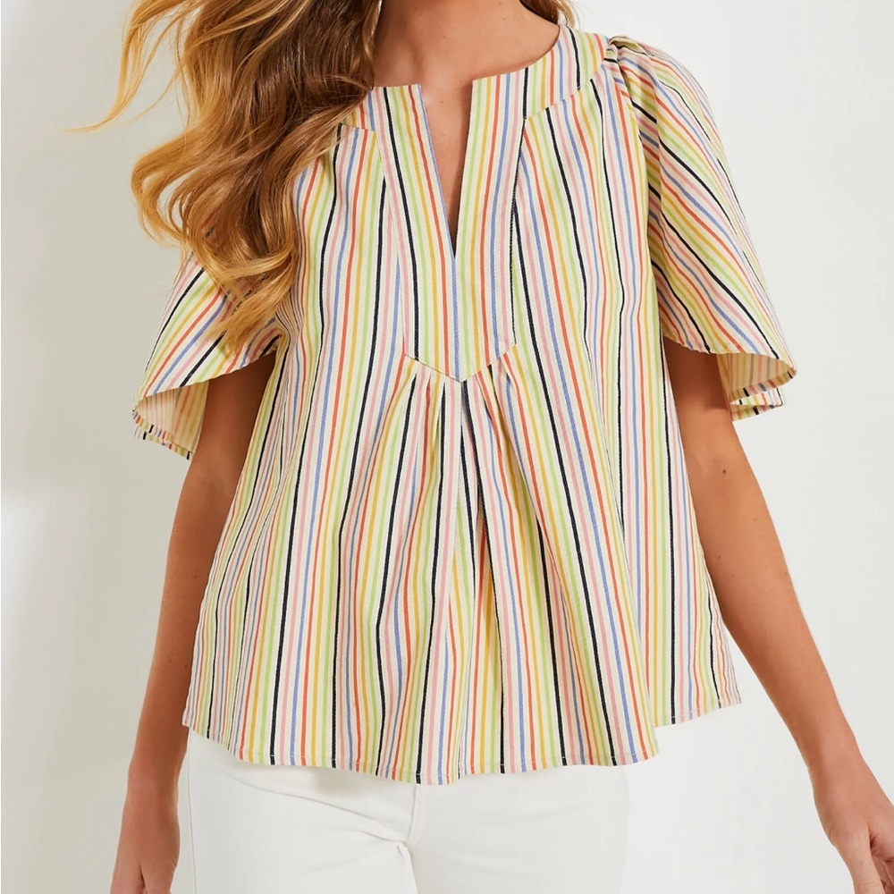 POMANDER PLACE

Rainbow Stripe Finley Flutter Sleeve Top